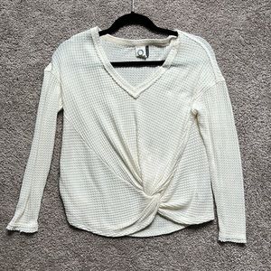 Anthropologie Waffle V-Neck Top